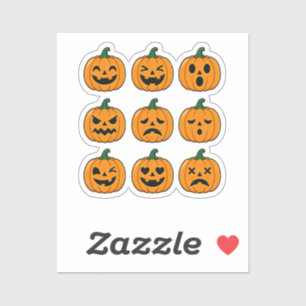 Cute Pumpkin Faces Halloween Design Sticker