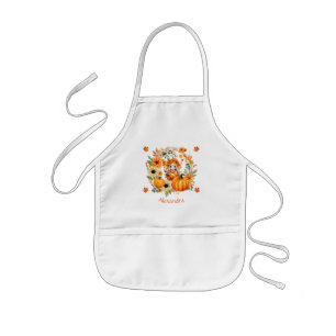 Cute Pumpkin Fairy in Autumn Wreath Kids' Apron