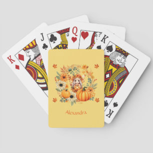 Cute Pumpkin Fairy in Autumn Wreath Poker Cards