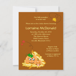 Cute Pumpkin Fall Autumn Baby Shower Invitation