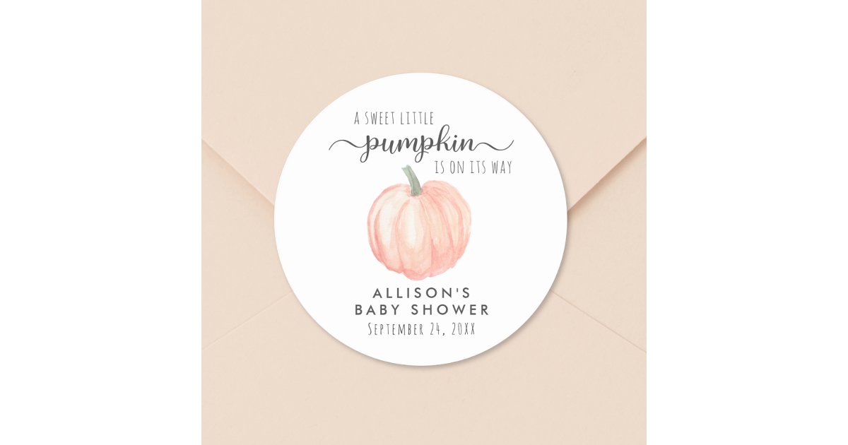 Cute Pumpkin Fall Baby Shower Classic Round Sticker | Zazzle