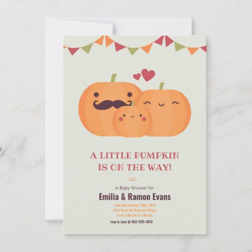 Cute pumpkin fall baby shower invitation