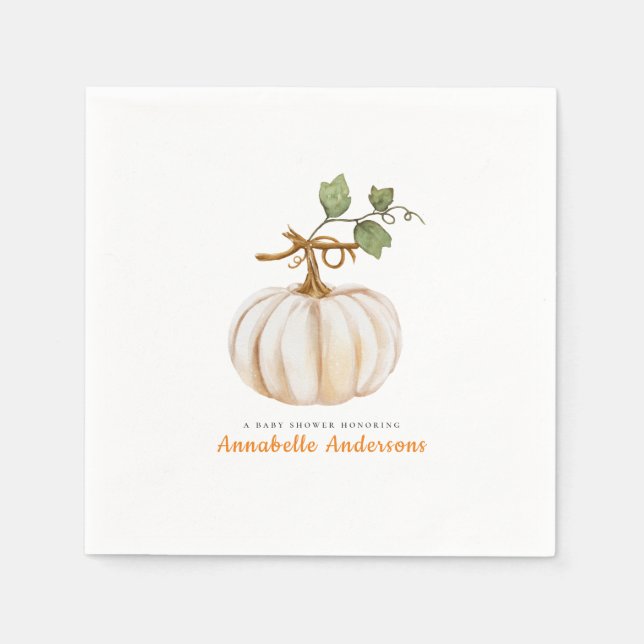 Cute Pumpkin Fall Baby Shower Napkins (Front)