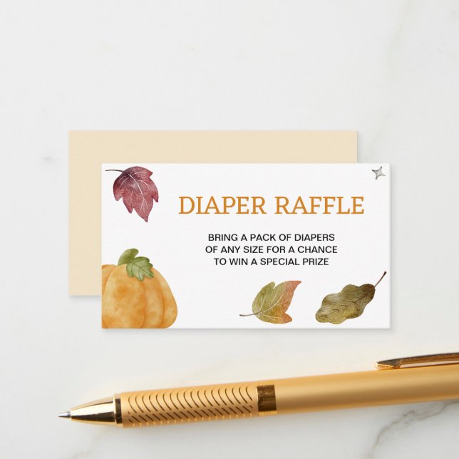 Cute Pumpkin Fall Diaper Raffle Enclosure Card (Front/Back In Situ)