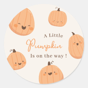 Cute Pumpkin Fall Gender Neutral Baby Shower Classic Round Sticker