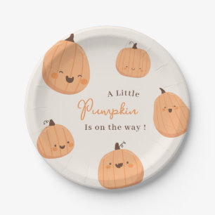 Cute Pumpkin Fall Gender Neutral Baby Shower Paper Plates