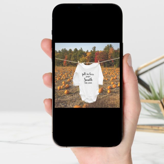 Cute Pumpkin Fall In Love Autumn Photo Pregnancy Announcement (Front Digital)