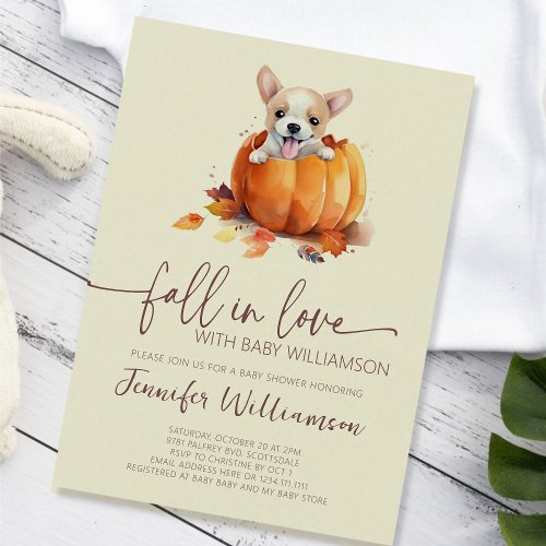 Cute Pumpkin Fall in Love Baby Shower Invitation