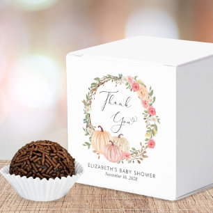 Cute Pumpkin Floral Baby Girl Shower Thank You Favor Boxes