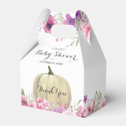 Cute Pumpkin Floral Thank You Baby Shower Favor Boxes