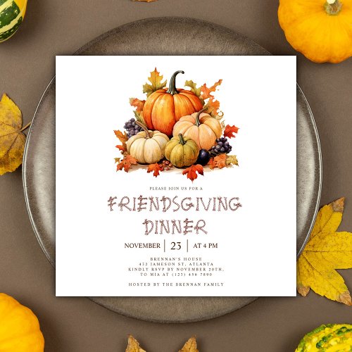 Cute Pumpkin Friendsgiving Dinner Invitation