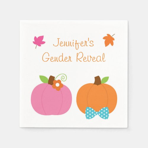 Cute Pumpkin Gender Reveal Napkins