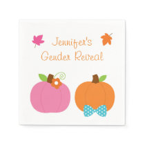 Cute Pumpkin Gender Reveal Paper Napkins