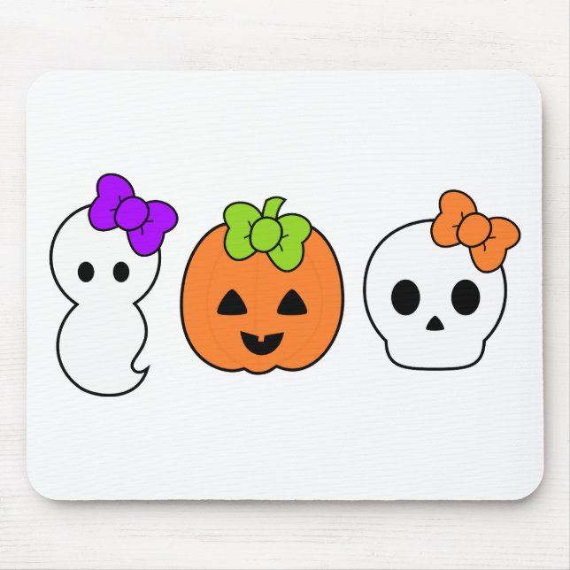 Cute Pumpkin, Ghost and Skull Mouse Pad (Front)