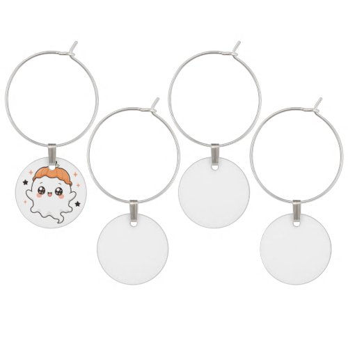 : Cute Pumpkin Ghost Tee Wine Charm