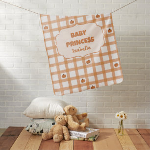 Cute Pumpkin Gingham Baby Princess Baby Blanket