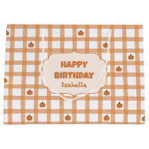 Cute Pumpkin Gingham Happy Birthday