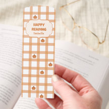 Cute Pumpkin Gingham Happy Reading