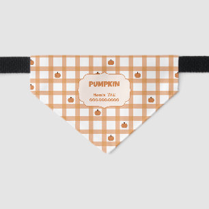Cute Pumpkin Gingham Pet Bandana Collar