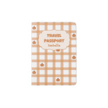 Cute Pumpkin Gingham Travel Passport