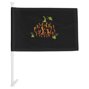Cute Pumpkin Golf Golfer Halloween Costume Car Flag