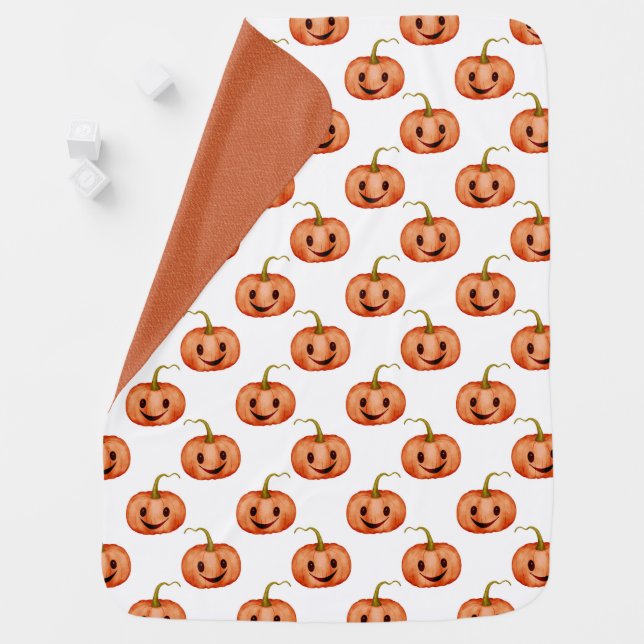 Cute Pumpkin Halloween Baby Shower Blanket (In Situ)