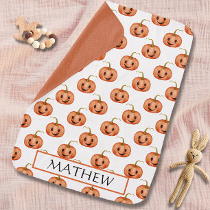 Cute Pumpkin Halloween Baby Shower Custom Baby Blanket