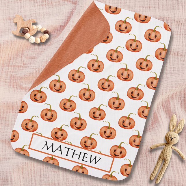 Cute Pumpkin Halloween Baby Shower Custom Blanket (Creator Uploaded)