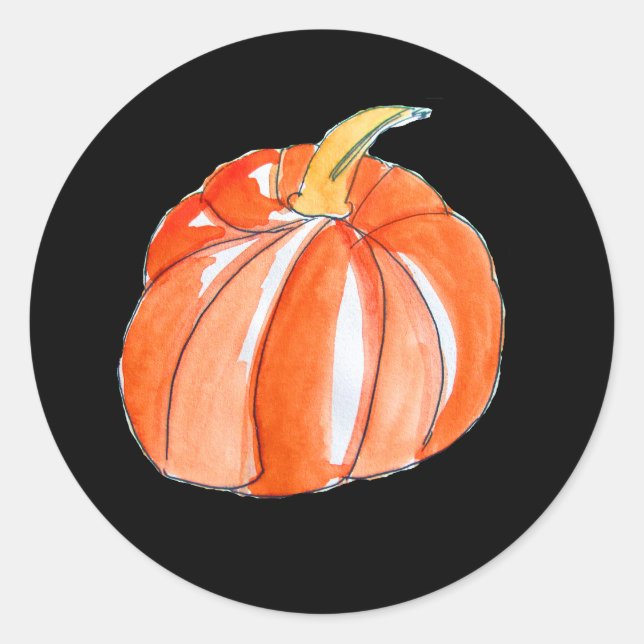 Cute Pumpkin Halloween black and orange Classic Round Sticker (Front)