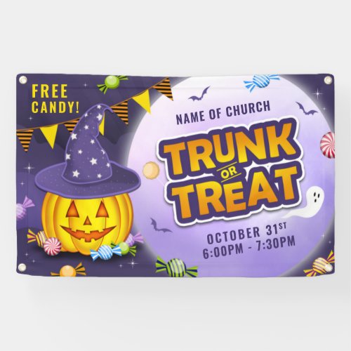 Cute Pumpkin Halloween Candy Trunk or Treat Banner