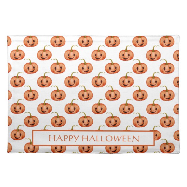 Cute Pumpkin Halloween Custom Cloth Placemat (Front)
