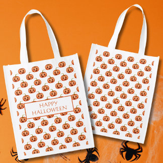 Cute Pumpkin Halloween Custom Grocery Bag