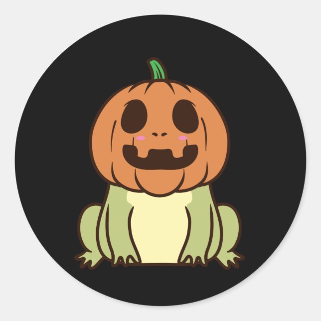 Cute Pumpkin Halloween Frog Classic Round Sticker (Front)