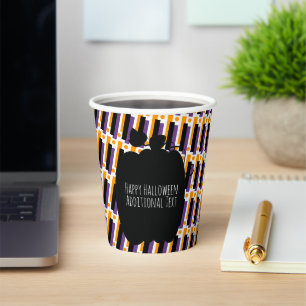 Cute Pumpkin Halloween Geometric Purple Paper Cups