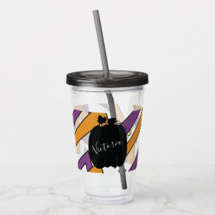 Cute Pumpkin Halloween Purple Pattern Acrylic Tumbler