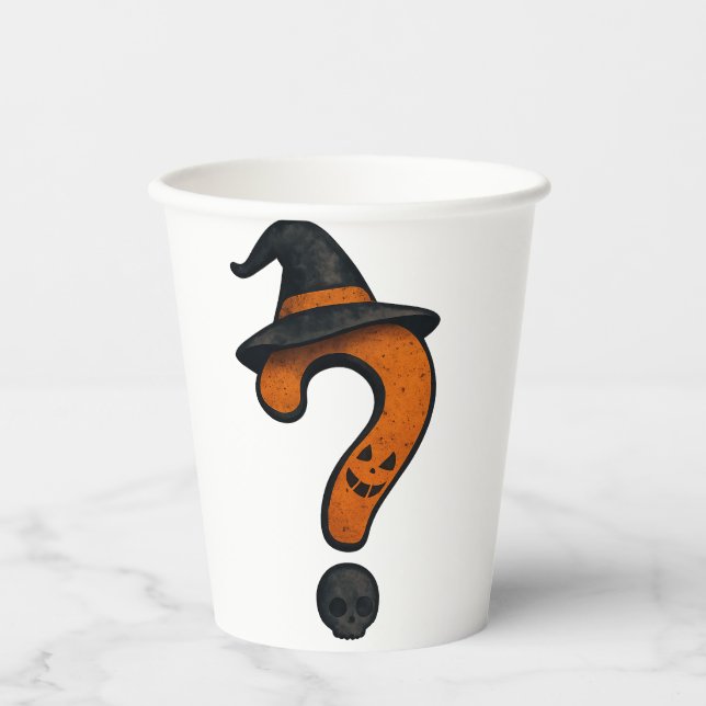 Cute Pumpkin Halloween Question Mark Paper Cup (Front)