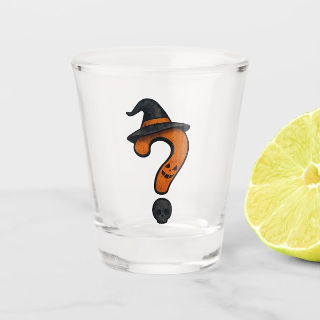 Cute Pumpkin Halloween Question Mark Shot Glass (Front)