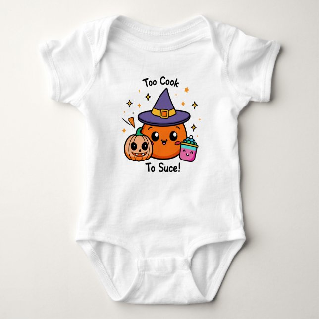 Cute Pumpkin Halloween Vector Art Baby Bodysuit (Front)