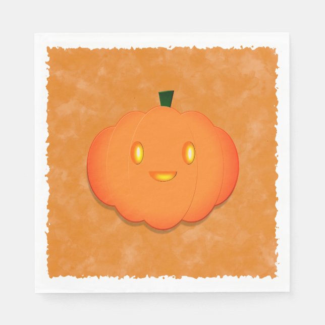 Cute Pumpkin Halloween Watercolor Baby Shower  Napkins (Front)