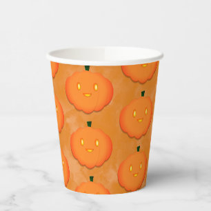 Cute Pumpkin Halloween Watercolor Baby Shower Paper Cups