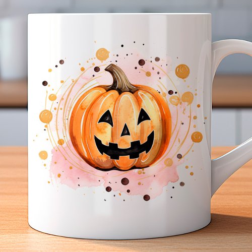 Cute Pumpkin Halloween Watercolor Coffee Mug