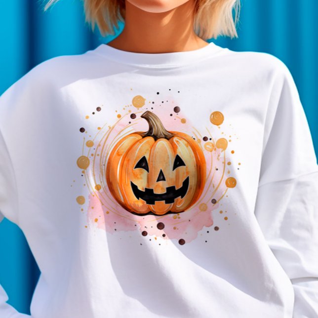 Cute Pumpkin Halloween Watercolor Sweatshirt (Creator Uploaded)