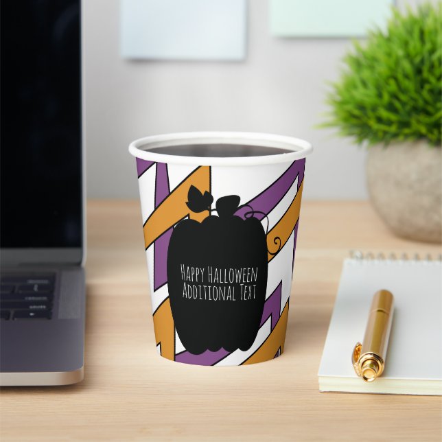 Cute Pumpkin Halloween Zig Zag Purple  Paper Cups (Insitu)
