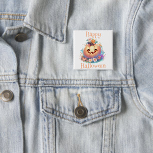 Cute Pumpkin Happy Halloween Button
