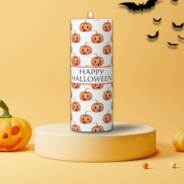 Cute Pumpkin Happy Halloween Custom  Pillar Candle (Creator Uploaded)