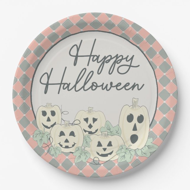 Cute Pumpkin–Happy Halloween Paper Plates (Front)