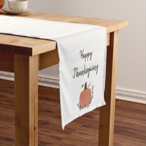 Cute Pumpkin Happy Thanksgiving Dinner Short Table Runner