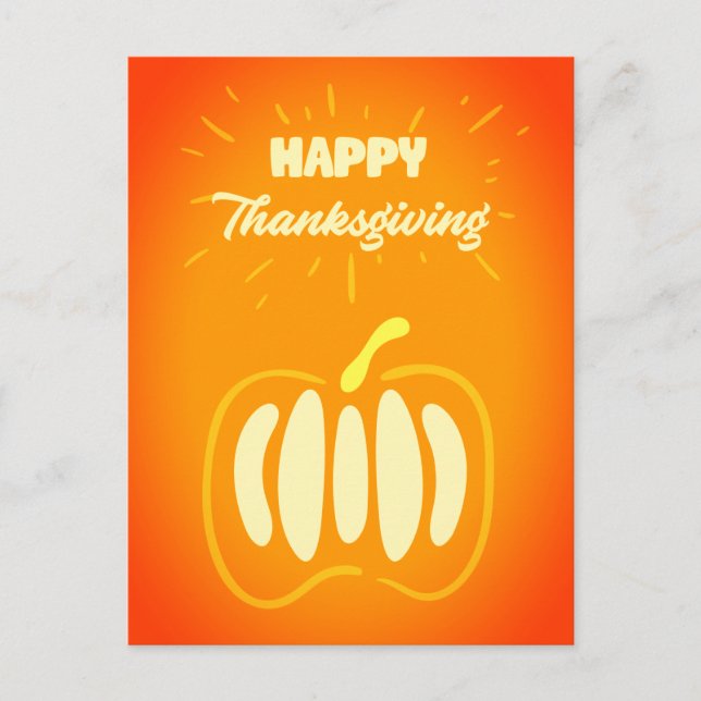 Cute Pumpkin Happy Thanksgiving Typography  Holiday Postcard (Front)