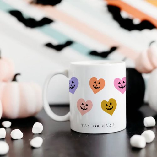 Cute Pumpkin Hearts Trendy Halloween Coffee Mug