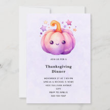 Cute Pumpkin In Pastel Colors Thanksgiving Dinner